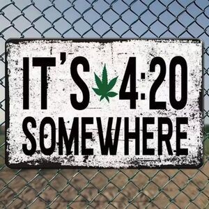 Pot Leaf Leaf Metal Wall Sign Doobie Day Aluminum Decor Vintage Look